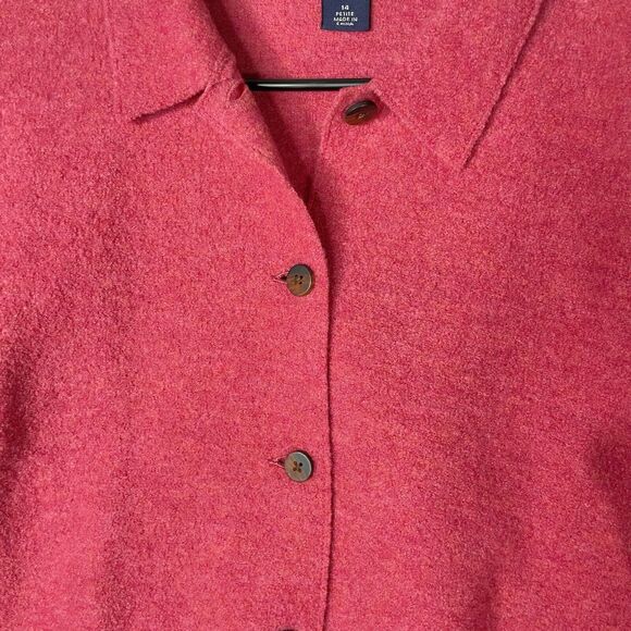 Lands End Womens Coat Boiled Wool Collared Button Front Jacket Size 14 Petite - Picture 5 of 11